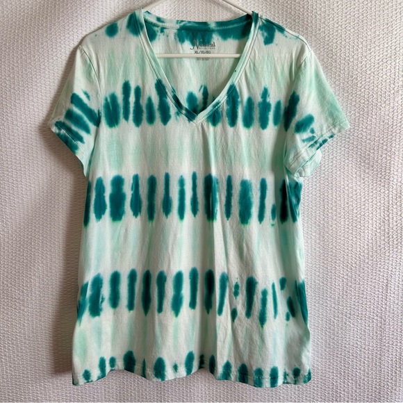 Natural Reflections Women’s Green Tie-Dye Short Sleeve Top Size: XL - Picture 1 of 5